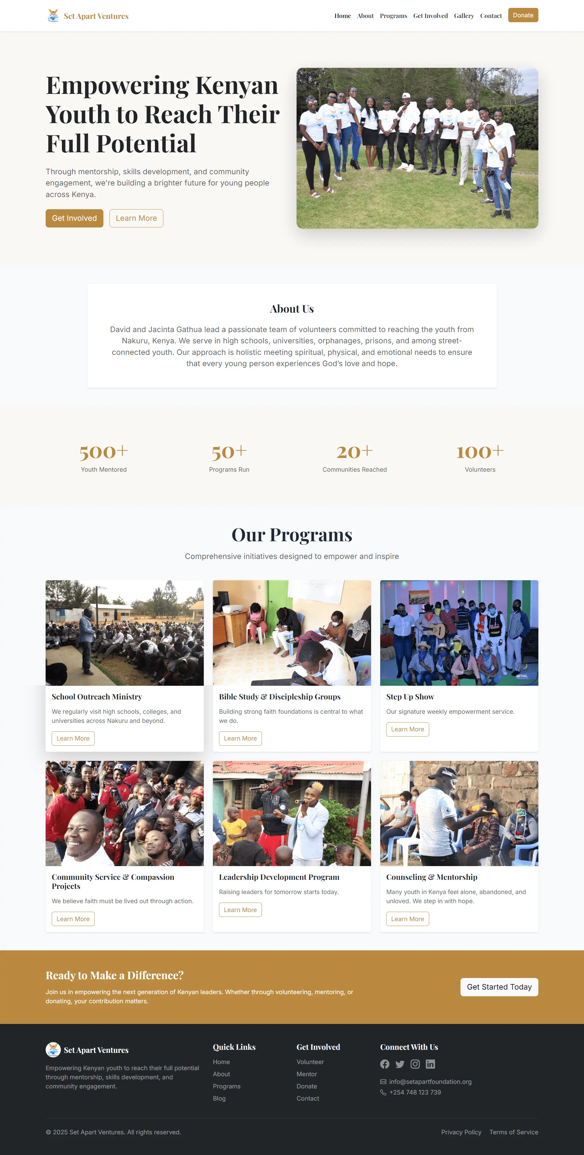 Website preview for Set Apart Ventures
