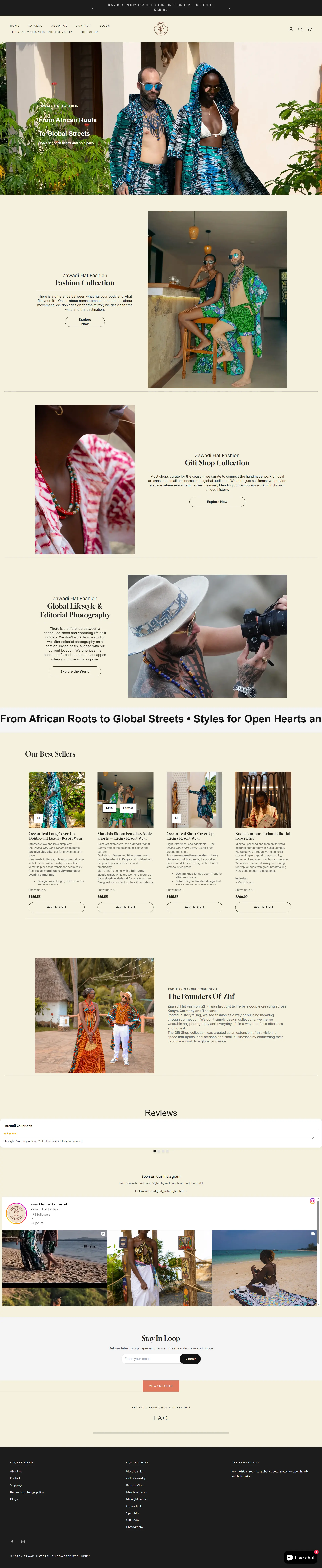 Website preview for Zawadi Hat Fashion
